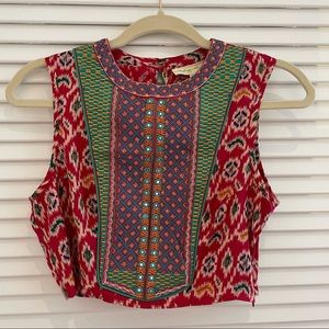 NWT Embroidered Front Sleeveless Crop Top